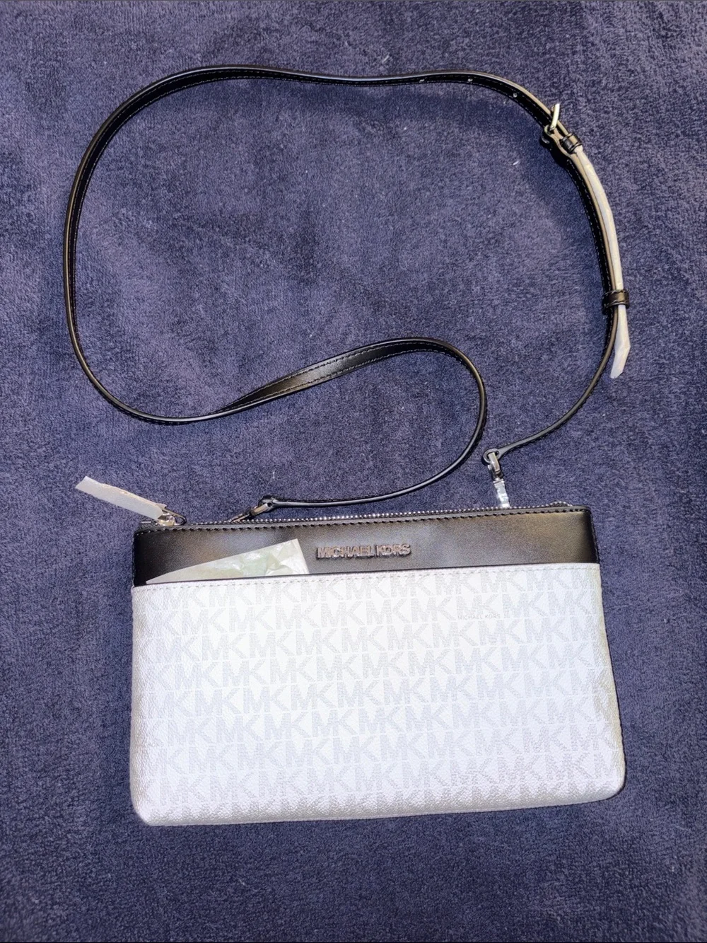 Michael Kors White and Black Signature Crossbody Bag